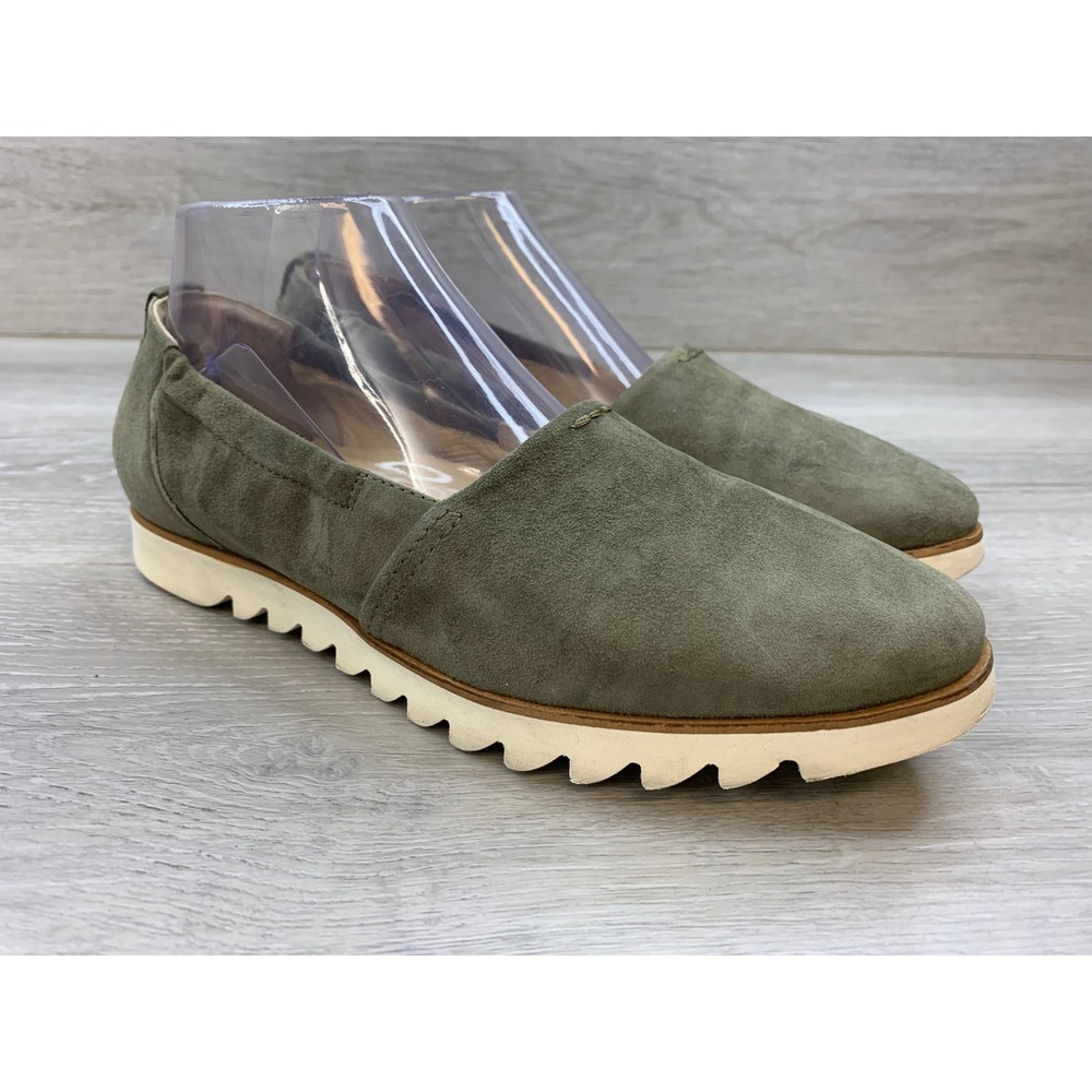 Paul Green Olive Green Suede Ripple Sole Slip On Loafers 8 Comfort Shoes